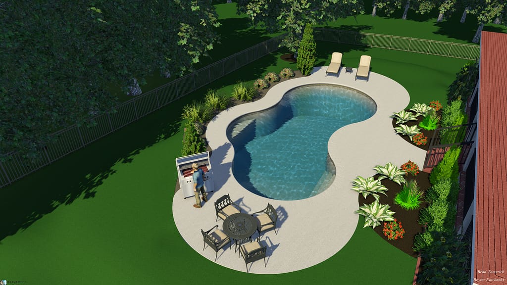 second overhead angle view of 3d pool design