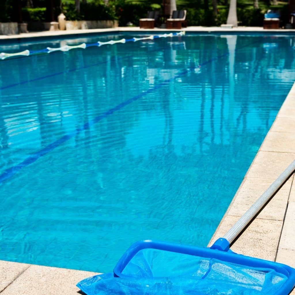 example of a commercial pool service account with leaf skimmer net