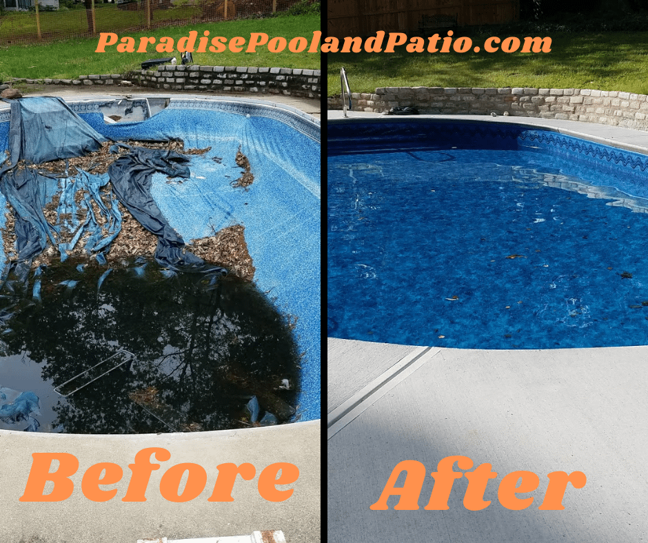 before and after picture of liner project